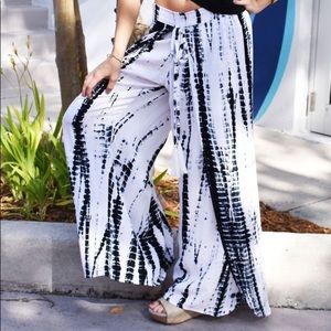 Wide Leg Layered Pants in Tie Dye